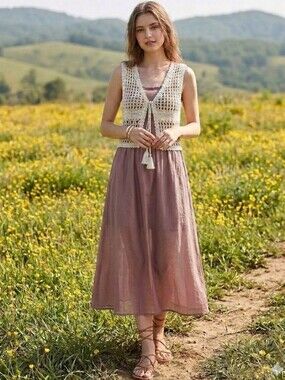 "Dreamy Milk Chocolate Skirt" GOLDEN Full Lined Tulle Midi Skirt